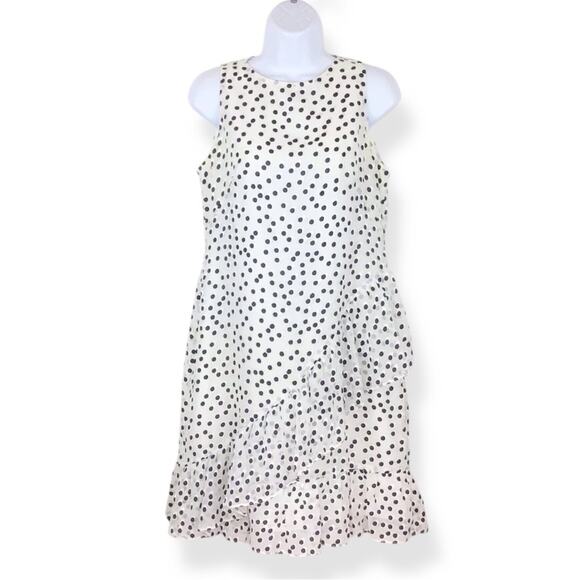 LAUREN RALPH LAUREN Polka Dot Sleeveless Ruffle Faux Wrap Dress size 6 - Picture 1 of 8